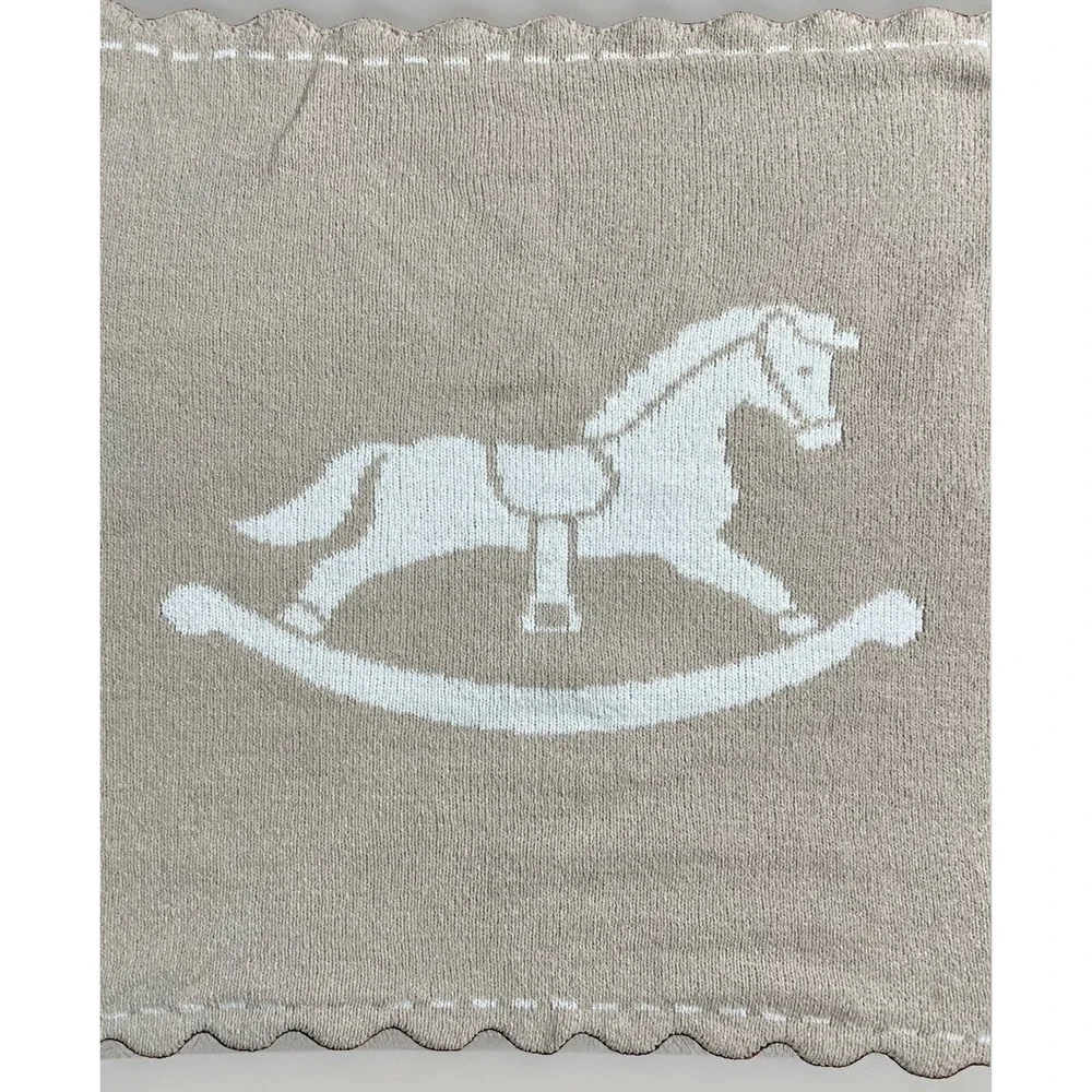 Kylie + Deena Baby Blanket 30x40 Western Cowboy Rocking‎ Horse Horseshoe Plush